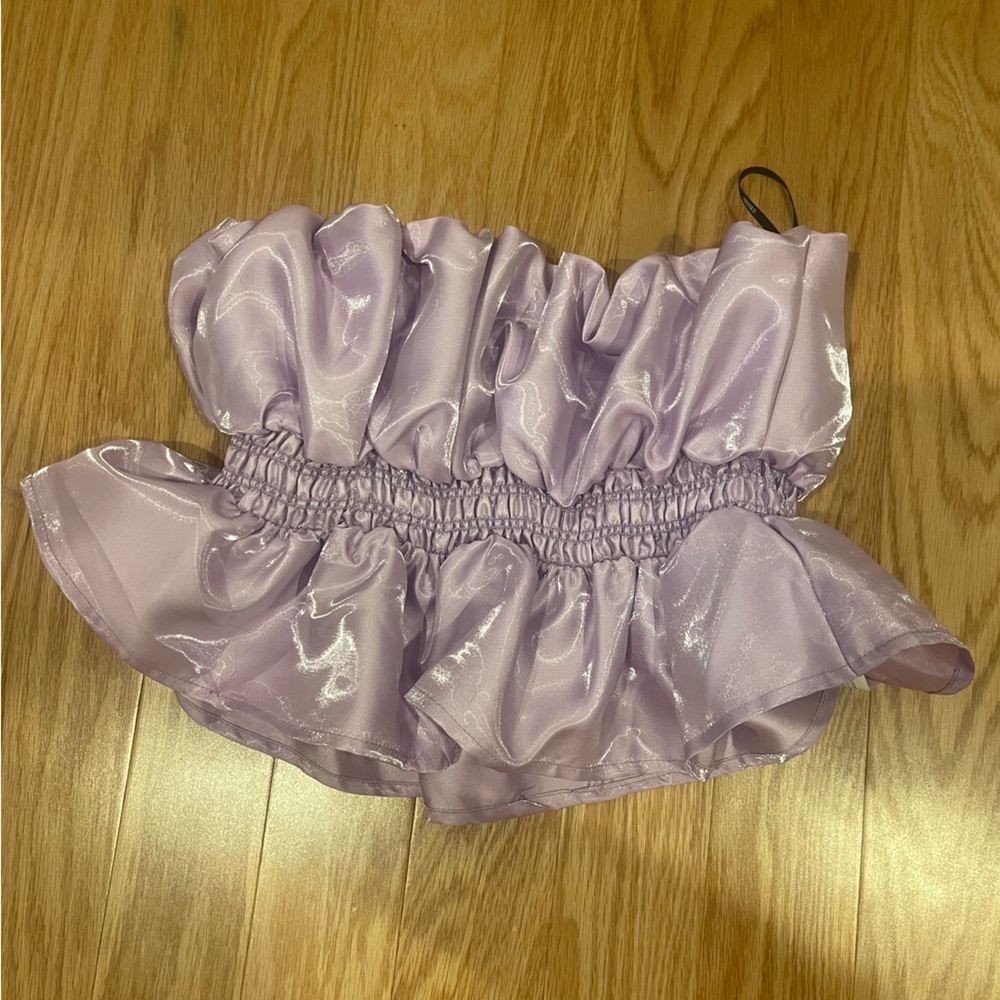 Forever 21 shiny metallic lilac tube top; new with tags; medium